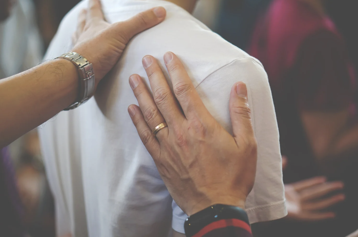 Community members connecting in a supportive church environment